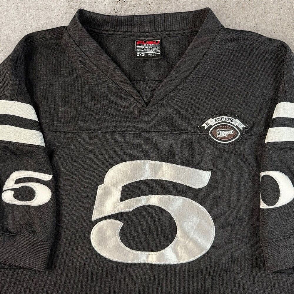 Vintage Fubu Football Jersey Mens 3XL Black #5 Athletic Sports Hip Hop Y2K Baggy